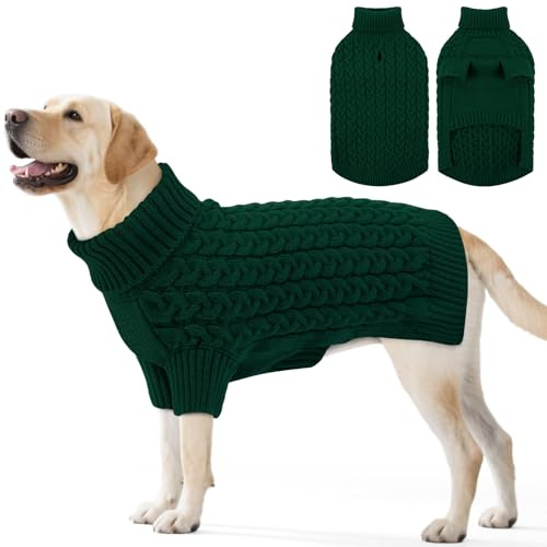 ASENKU Maglione per Cani di Taglia Piccola, Media e Grande, Maglione per Cane Lavorato a Maglia Caldo Invernale, Cappotto Felpa per Cani, Maglioncino a Collo Alto Abbigliamento Pullover XL