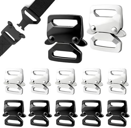 12 st paracordlås i metall, bältesspännen för bagage, snäppstängning för hundhalsband, armband och gör-det-själv-projekt (6 svart + 6 silver)