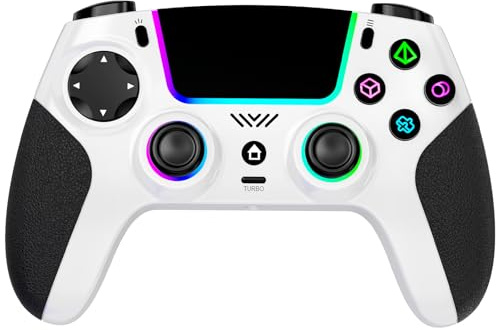 SZPACMATE Controller Wireless per PS4/PS3/Switch/PC/iOS/Android/Steam Deck, con 8 Colori RGB/Joystick Effect Hall/Batteria 1000 mAh/Turbo/Doppia Vibrazione/Programmabile/Impugnatura Antiscivolo