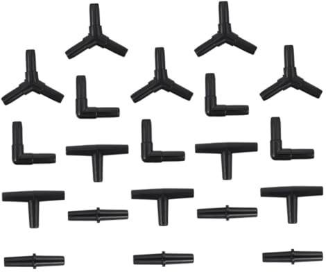 Artibetter 20pcs Aquarium Airline Connectors Air Pump Tubing Adapter Kit Includes I, T, L, Y Shapes Black Oxygen Pump Hose Connectors for Fish Tank Airflow Regulation and Aquarium Accessories