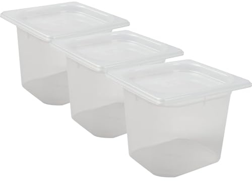 Carlisle FoodService Products MP16RD Mod Pans 1/6 Food Pan with Lid, Retail Pack, 2 Quart (Pack of 3)