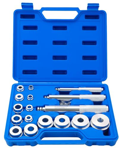 DASBET 17PCS Axle Bearing Race Seal Bushing Driver Install Set Disc Tool Master Set Bearing Seal Bush Installation Press Tool Kit for Motorbikes Wheel Bearings