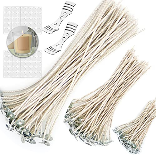 KOOLPUG Mechas para Velas, 120 Piezas Mechas para Velas de Soja, Mecha Velas, Mechas para Velas Caseras, Mechas de Vela, Mecha Velas Encerada, Hacer Velas(10cm,15cm, 20cm)