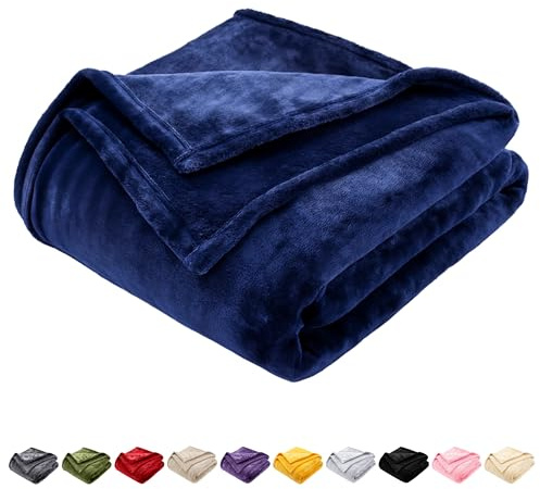 GonZalo GraCia. Reversible Fleece Throw Blanket King Size | Ultra Soft & Fluffy Fleece Blanket for Sofa, Couch & Bed | OEKO-TEX Certified, Breathable & Warm Bed Blankets (Prime Navy, King 200x240 cm)