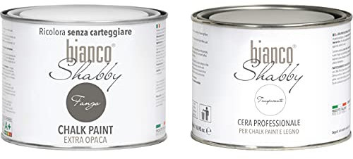 CHALK PAINT Fango & CERA NEUTRA Pittura Shabby Chic (500 ml) + Cera Professionale (500 ml)
