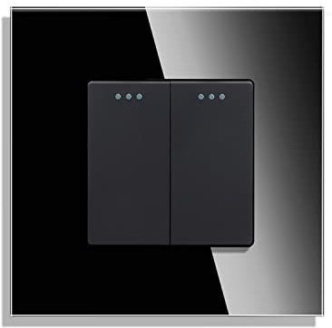 CNBINGO 2-Way Rocker Button Light Switch, Glass Panel Wall Switch
