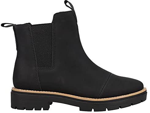 TOMS Women's Chelsea Lug Boots - Faux Leather & Nylon Puffer Ankle Booties - Memory Foam Comfort and TPR Traction for Stylish Women