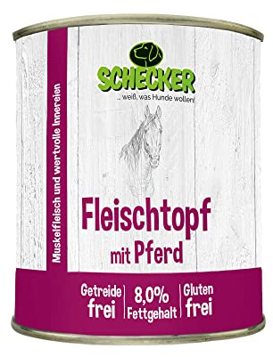 Schecker Marmite avec cheval 6 x 820 g – Sans céréales – Sans gluten – Fabriqué en Allemagne