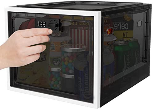 GelldG Lockable Box Large Capacity, Lockable Storage Box Medication Locked Box, Premium Material Locking Box Containers for Fridge Food/Snacks/Phone/Tablet Jail/Home Safety