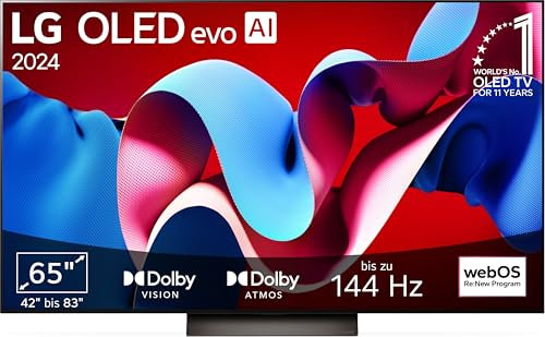 LG OLED65C47LA TV 65 (165 cm) OLED evo Fernseher (α9 Gen7 4K AI-Prozessor, webOS 24, Dolby Vision, bis zu 120Hz) [Modelljahr 2024]
