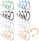 Prasacco 32 Stück Septum Ringe Piercing, 16G Septum-Ringe Lippenpiercing Edelstahl Hufeisen Nasenringe Septum Daith Ohrringe Nasenringe Hoop für Lippe Nase Knorpel Nasenpiercing Ring Septum für Damen