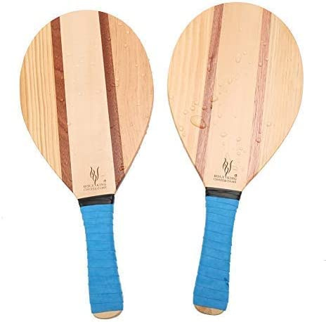 Holyking Beach Paddle Ball Set, Wooden Tennis Racket Come with 2 Paddles, 2 Balls & Carry Bag