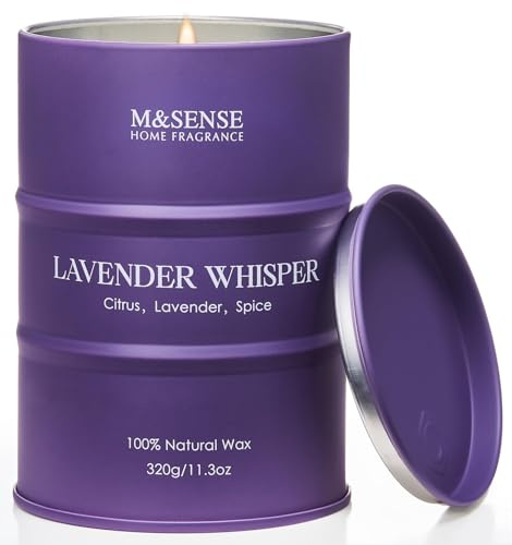 M&SENSE Lavendel Duftkerze für Haus duftend 320g 70 Stunden lang brennend, Luxus-Aromatherapie-Kerze für Stress Relief Meditation entspannend, Anerkennung Geschenke für Mama Lehrer Freunde