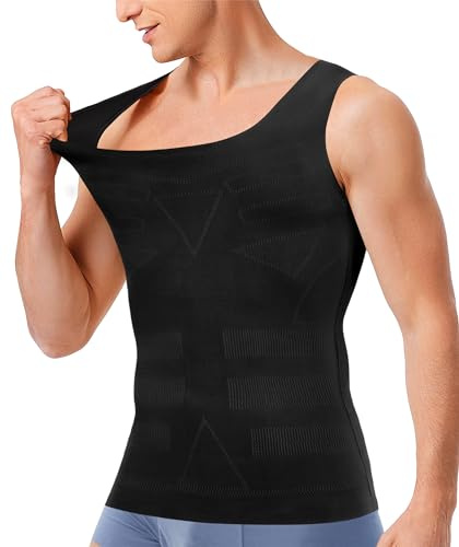 Bingrong Canotta Contenitiva Snellente Uomo Maglietta Compressione Modellante Dimagrante Fascia Pancia Sportivo Fitness Canottiera (IT, Testo, XL, Regular, Regular, Standard, Nero)