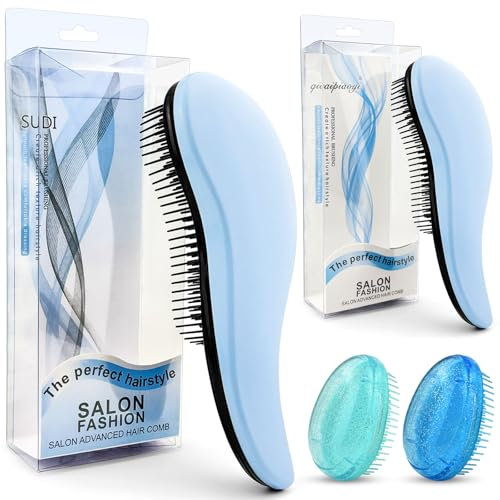 GZcaiyun Haarbürste Set, Detangler Bürste, 2 Stück Entwirrbürste und 2 Antiknoten Eierkamm, Gegen Haarbruch, Haarverlust und zur Empfindlichen Haarpflege, Groß/Klein