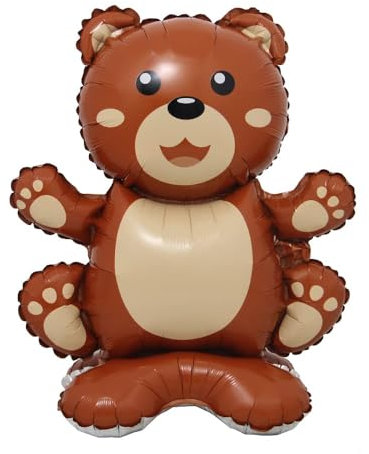 Foil Balloon Animales, Globos Animales 3d, Globos de Animales, Globos de Papel de Animales con Base, Globos Animales Cumpleaños, para la Decoración de Fiestas de Cumpleaños Infantiles (Oso)