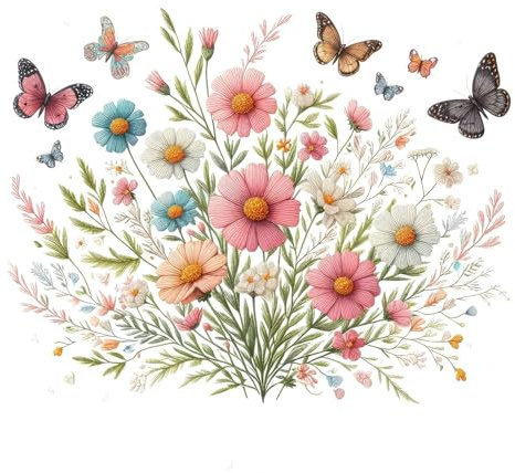 HKLIOPU Kit de bordado en punto de cruz - Diseño de flores y mariposas - 11CT - Kit de bordado en punto de cruz - Para adultos principiantes - 40 x 40 cm