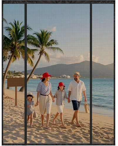 Double Magnetic Door Curtain - Self-Closing Mesh Screen for Insect Protection & Privacy, Easy Install for Home/Kitchen/Balcony-100(33/34/33) x180cm