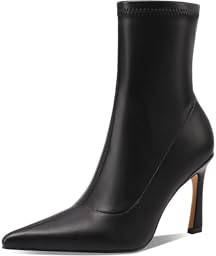 QUEEN HELENA Tronchetti con Tacco Alto Stivaletti a Punta Donna K4004 (Nero Pu, Sistema Taglie Calzature EU, Adulto, Donna, Numero, Media, 39)