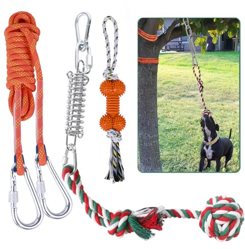 HOPET Bungee Tether Tug Outdoor Dog Toy, Dog Toy for Aggressive Chewers