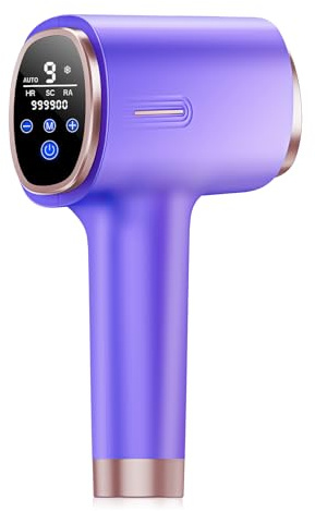 21J IPL Depiladora Laser, Luz Pulsada Depilacion con Función de Enfriamiento, 9 Niveles de Energía, Laser Depilacion para Mujer Hombre Axilas Brazos Espalda Línea de Bikini, Morado