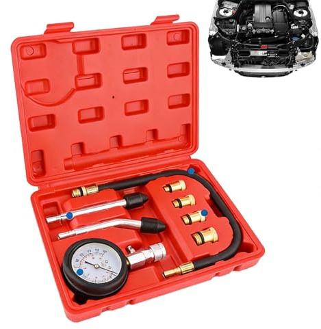 Misuratore di compressione del cilindro, pressione del motore 27,5 x 19,5 x 5 cm, compatto, affidabile, per auto, SUV, camion, auto, moto, officina, garage, strumento per la diagnosi dei motori del