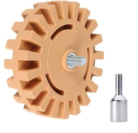 Ruota in gomma da 10,2 cm per rimuovere adesivi, decalcomanie, gessati e colla su auto, barche, camper, con adattatore per trapano, set da 2 pezzi