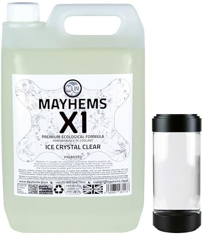 Mayhems - X1 förblandad PC kylvätska - datorvattenkylningsvätska - flytande kylning, Miljövänlig serie, 5 liter, ice crystal clear (klar)