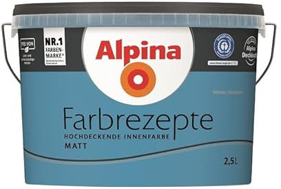 Alpina Farbrezepte Innenfarbe Wandfarbe matt, 2,5 L Weiter Horizont, Blau
