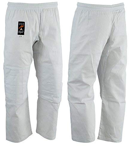 Playwell Artes Marciales Judo Pantalones Blanco Blanqueado - (Doble Acolchado Rodillas) - Blanco, 170cm