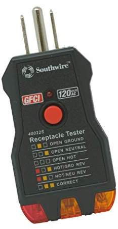 Southwire GFCI Receptacle Tester - Push-Button Outlet Tester for Fast & Accurate Wiring Checks - Compact & Durable Housing - 7 Test Functions