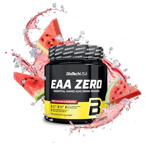 BioTechUSA EAA Zero - Essentielle Aminosäuren Power | 7160mg EAA/Portion | Empfohlenes Verhältnis der WHO | Zuckerfrei, Glutenfrei, 350 g, Wassermelone