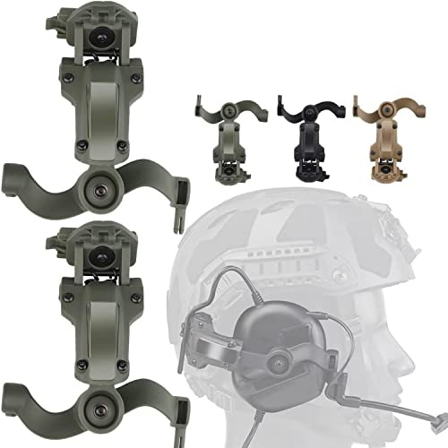 Zhongren Casque Rapide Arc Rail Adapter Tactique Pickup Headset Suspension Support Multi-Angle Rotation pour Ops Core Arc & Team Wendym-Lok Rail, Support pour Casque de Chasse (Vert)