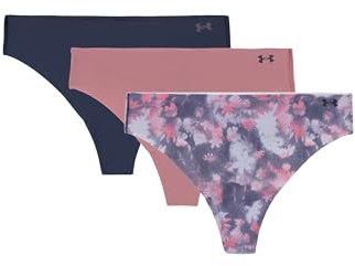 Under Armour Women's Underwear Pure Stretch No Show Thong Pant, 3 Pack Print/Solid