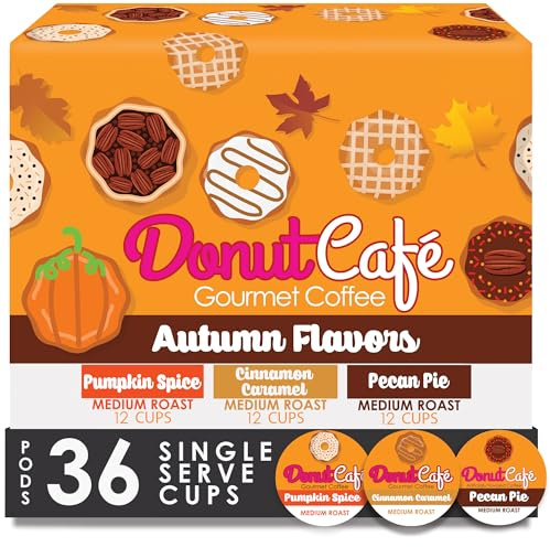 Donut Cafe Single Serve Coffee Pods for Keurig K-Cup Brewers, Autumn Flavors, 36 Count
