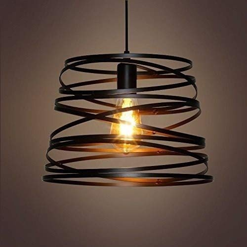 Lámpara colgante industrial vintage rural americana, loft náutico hierro metal colgante alambre luz de techo arte espiral malla lámpara sombra 1 luz lámpara accesorios restaurante bar garaje montaje