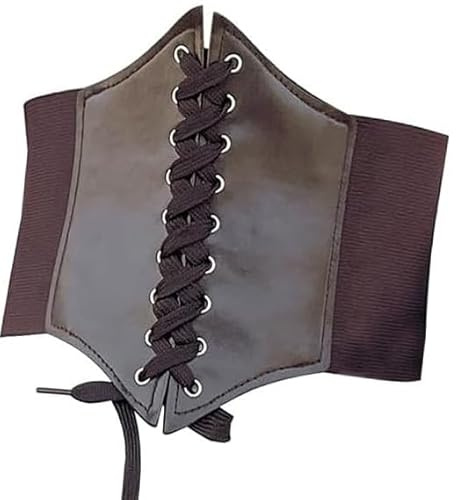 Voarge Ceinture en cuir pour femme, ceinture pour robe pour femme, ceinture large en similicuir, pour soirée, jupe, vêtements de tous les jours, corset, marron, taille unique