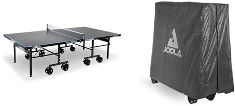 JOOLA Tischtennisplatte Outdoor J500A & 19900 Tischtennistisch Abdeckung Tischabdeckung Wetterfeste Schutzhülle Outdoor und Indoor, Schwarz, 150 x 160 x 50-80 cm