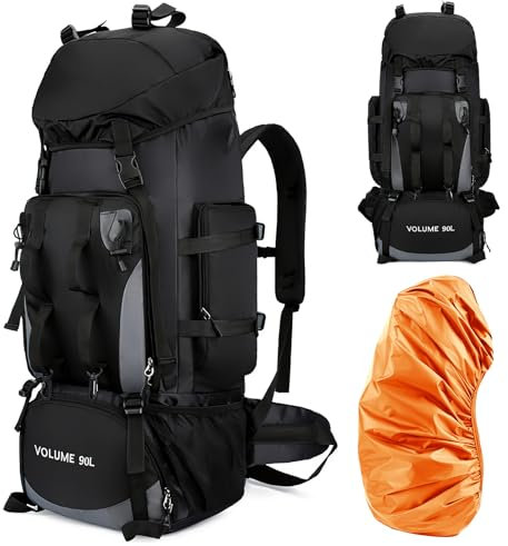 Aolawco Wanderrucksack 90L, Trekkingrucksack Wanderrucksack, Rucksack Reiserucksack Herren Damen Atmungsaktiv mit Regenschutz, Großer Rucksack für Outdoor Reisen Camping Trekking