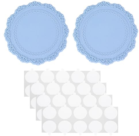 PATIKIL Pad in Silicone per Sigillo Cera, 2Pz Tamponi per Sigillo Cera con 40 Punti Adesivi Bifacciali, Piastra Supporto per Timbro, Ceralacca Fai da Te, Artigianato, Blu