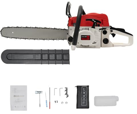 CCAUUB 2000W 20 Gas-Powered Chainsaw, 52CC 2-Stroke Gasoline Chainsaw, 7500rpm Petrol Chain Saw Cutting Wood Gas Sawing Air-Cooled Chain Saw Set, Forest Felling, Tree Pruning