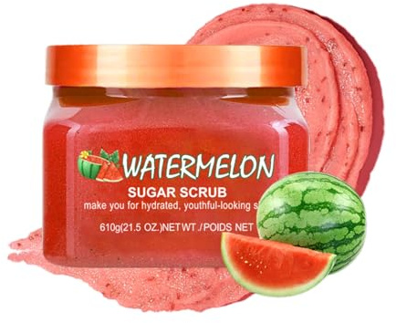 Exfoliating Body Scrub - Sugar Scrub for Women – Spa Quality Exfoliator with Watermelon Extract - Remove Acne Marks, Moisturizer - Anti Oxidation Body Care, UV Defence & Glowing Skin Self Care