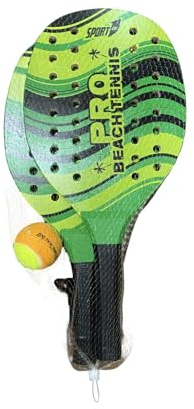 Pro Beach Tennis Sport Ensemble de tennis de plage avec raquette verte et noire et balle pour plage et divertissement