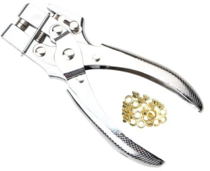 Grommet Eyelet Pliers Set with 100 Metal Eyelets for Belt Hole Punching DIY Projects 3/16 Inch Tool
