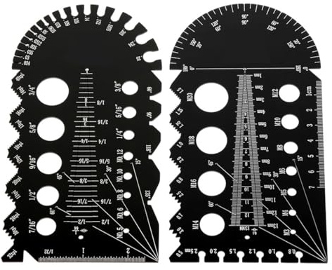Alnicov 2-Pcs Multi-Function Metric and Imperial Thread Gauge Set with Removable Tapered Rods for Bolt Measurement