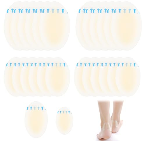 24PCS Anti Ampoule Pied - Pansements Ampoules - Pansement Hydrocolloïde Gel Bandages - Pansements Invisibles en Gel, pour Prévention et Soin des Ampoules Pieds, Orteaux et Talons