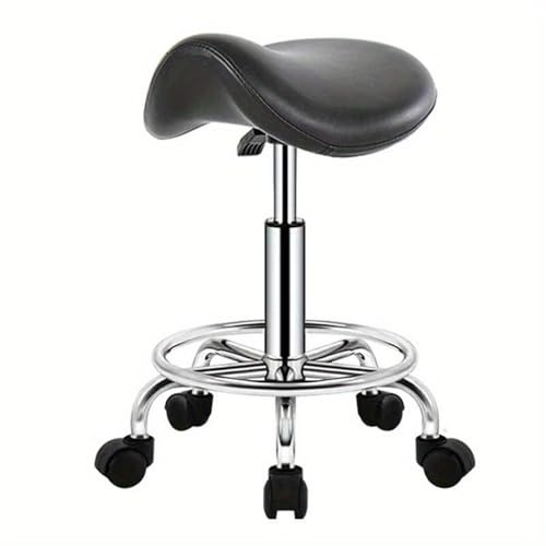 Taburete con ruedas – Silla de oficina ajustable sin brazos para salón, spa, dibujo, tatuajes y tecnología de pestañas
