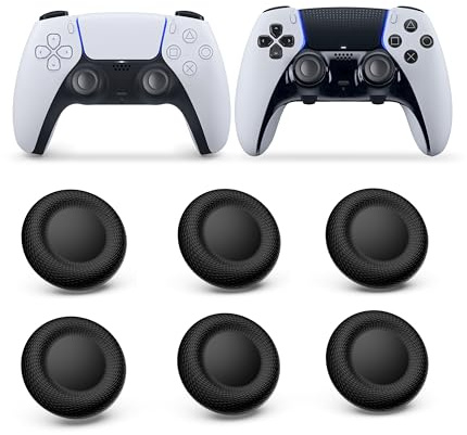 NEWDERY 6PCS Thumb Grip Joystick Caps for PS5/PS4 Controller, Non-Slip Laser Textured Grip Design, Wear-resistant Analog Stick Replacement Caps for PS5/PS4 Controller, Black