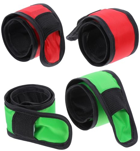BUGUUYO 4 St LED Hästbenband med Ankelstöd och Kompression Hög Synlighet för Ridsport och Nattlig Säkerhet Justerbara Equestrian Bälten i Rött och Grönt för Hästfotledsskydd