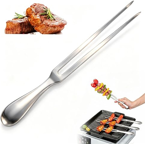 Fourchette à Viande Acier Inoxydable 28CM - Grande Fourchette à Découper pour Barbecue Rôti Dinde | Manche Ergonomique Passe au Lave-Vaisselle